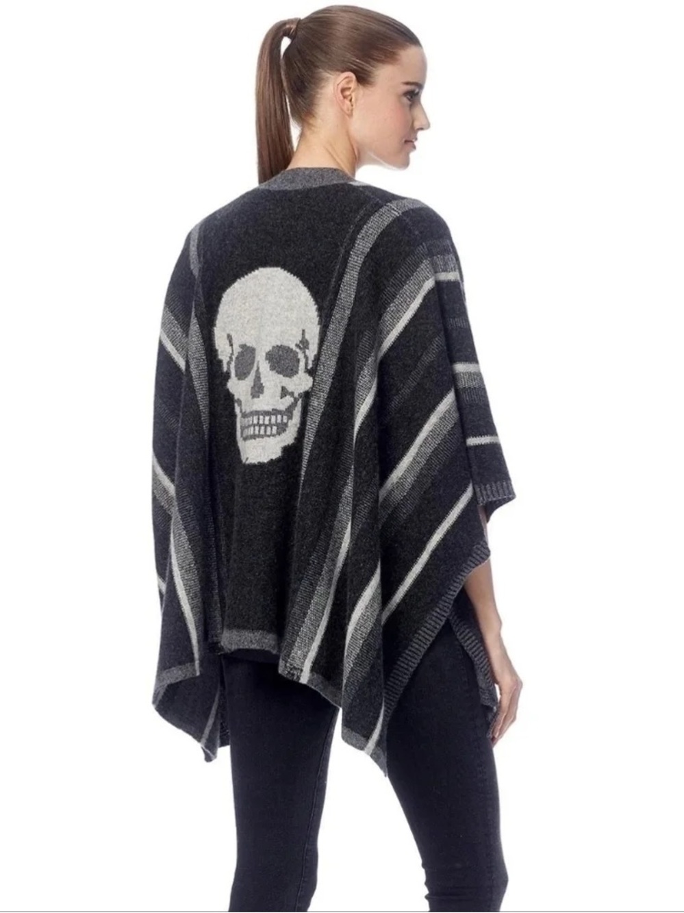 Skull Cashmere Hunter Striped Poncho